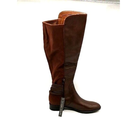 Vince Camuto Womens Boots Pauletta Brown Leather Zip Knee High Wide Calf 9.5 - Picture 2 of 14
